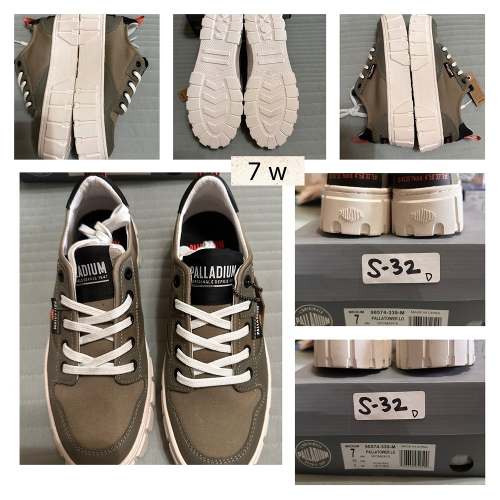 Palladium Women’s Olive and White Sneakers